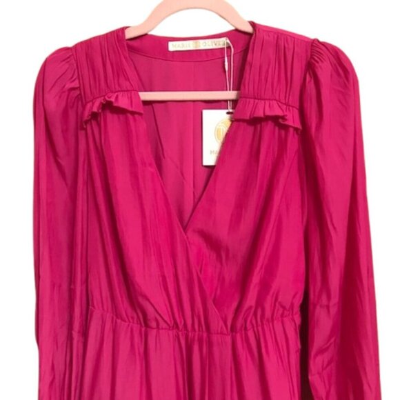 NWT Marie Oliver Women's Wynona V-Neck Ruffle Dress Tiered Skirt Pink X-Small - Picture 3 of 8